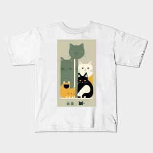 Whiskered Whimsy: Abstract Portraits of Feline Charm Kids T-Shirt